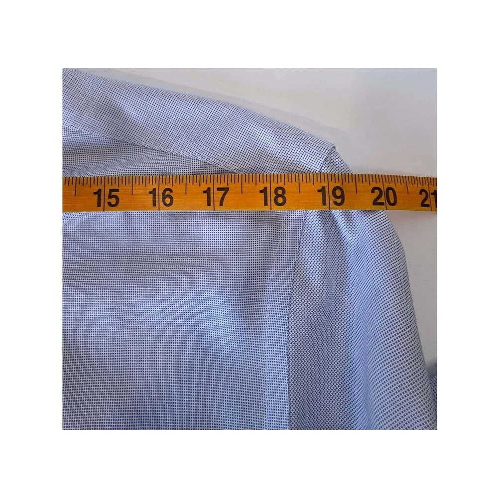 Banana Republic Camden Fit Non-Iron Dress Shirt Light Blue Micro-Check L
